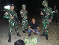 Satgas Yonarmed 16/TK Kembali Gagalkan Upaya Penyelundupan Narkotika 15 Kg di Jalur Perbatasan