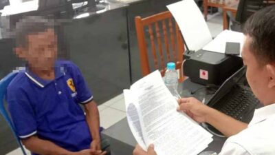 Tersangka dugaan pencabulan anak bawah umur, diamankan di Polres Madiun.